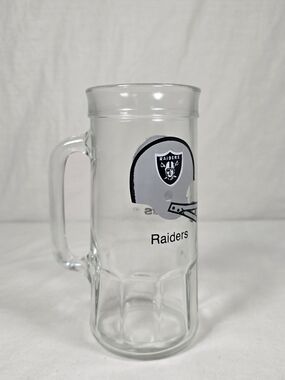 Vintage Raiders NFL Glass Beer Mug Tankard Helmet Logo Football Collectible